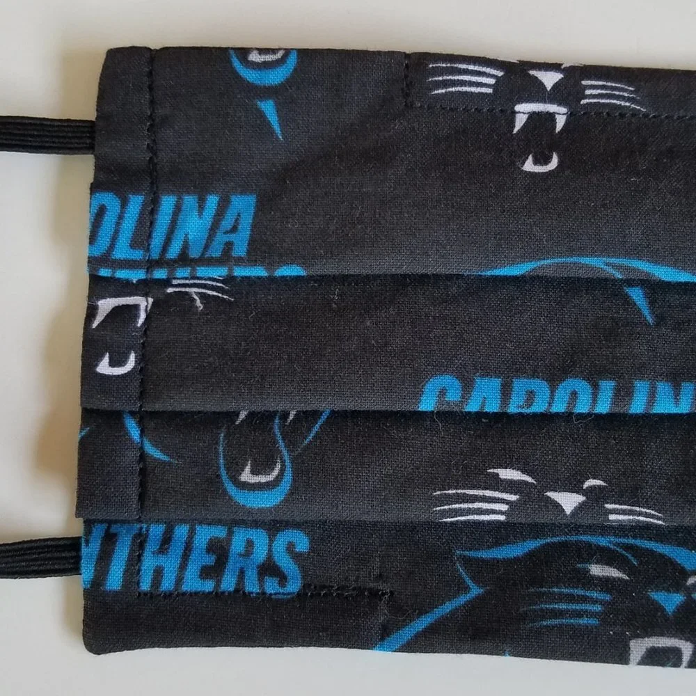 Hand Crafted Face Mask Carolina Panthers Adult Unisex Black  Mask